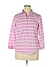 Lands' End 100% Cotton Purple 3/4 Sleeve Button-Down Shirt Size 14 - photo 1