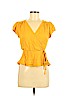 Love, Fire 100% Rayon Yellow Short Sleeve Blouse Size M - photo 1