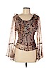 ILE New York 100% Silk Tan Long Sleeve Silk Top Size M (petite) - photo 1