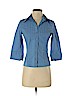Iz Byer Blue 3/4 Sleeve Button-Down Shirt Size S - photo 1