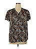 Apostrophe 100% Polyester Brown Short Sleeve Blouse Size 16 - 18 - photo 1