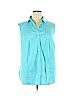Charter Club 100% Cotton Blue Sleeveless Button-Down Shirt Size 22 - photo 1