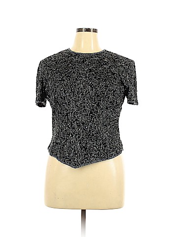 Papell Boutique Evening Short Sleeve Silk Top (view 1)