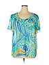 Susan Graver 100% Polyester Teal Short Sleeve Blouse Size XL - photo 1