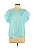 Diane von Furstenberg 100% Polyester Blue Short Sleeve Blouse Size L - photo 1