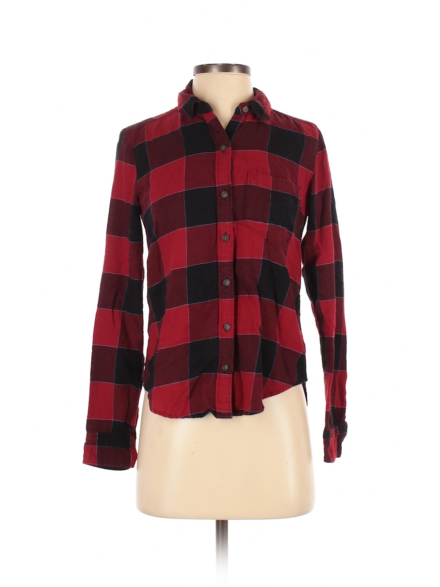 Abercrombie & Fitch Women Red Long Sleeve Button-Down Shirt XS | eBay