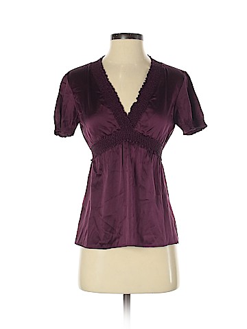 BCBGMAXAZRIA Short Sleeve Silk Top (view 1)