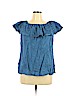 Lane Bryant 100% Cotton Blue Short Sleeve Blouse Size 14 - 16 Plus - photo 1