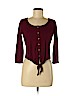 No Boundaries Burgundy 3/4 Sleeve Button-Down Shirt Size M - photo 1