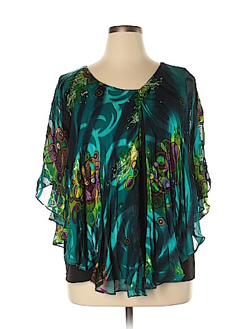 Talk of the Walk Short Sleeve Silk Top (view 1)