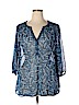 Zac & Rachel 100% Polyester Blue 3/4 Sleeve Blouse Size 1X - photo 1