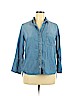 Bella Dahl 100% Cotton Blue Long Sleeve Button-Down Shirt Size XL - photo 1