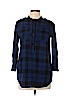 Burberry Brit 100% Wool Blue 3/4 Sleeve Button-Down Shirt Size L - photo 1
