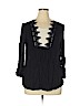 Crescent 100% Rayon Black 3/4 Sleeve Blouse Size XL - photo 1