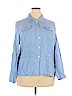 Lands' End 100% Linen Blue Long Sleeve Button-Down Shirt Size 20 - photo 1