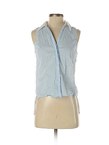Aqua Sleeveless Button-Down Shirt (view 1)