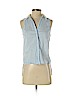 Aqua Blue Sleeveless Button-Down Shirt Size XS - photo 1