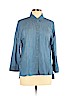 Jones New York 100% Cotton Blue 3/4 Sleeve Button-Down Shirt Size L (petite) - photo 1