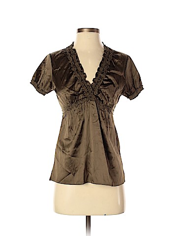 BCBGMAXAZRIA Short Sleeve Silk Top (view 1)