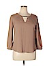 Lily White 100% Polyester Tan Long Sleeve Blouse Size XL - photo 1