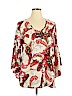 Hot In Hollywood 100% Polyester Red 3/4 Sleeve Blouse Size 1X - photo 1