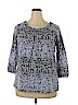 Caribbean Joe Blue 3/4 Sleeve Top Size 1X - photo 1