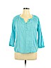 St. John's Bay 100% Cotton Blue Long Sleeve Top Size XL - photo 1
