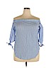 Mossimo 100% Cotton Blue Short Sleeve Blouse Size XXL - photo 1