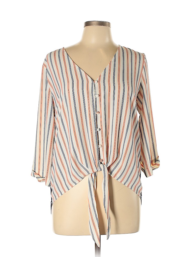Gilli 100% Polyester Tan 3/4 Sleeve Blouse Size L - photo 1