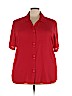 Joanna 100% Polyester Red Short Sleeve Button-Down Shirt Size 3X - photo 1