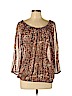 Lucky Brand 100% Polyester Brown 3/4 Sleeve Blouse Size L - photo 1