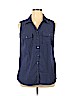 Notations Blue Sleeveless Button-Down Shirt Size XL - photo 1