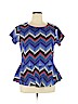 Johnny Martin Blue Short Sleeve Blouse Size 2X - photo 1