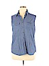 Eden & Olivia Blue Sleeveless Button-Down Shirt Size XL - photo 1