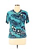 T-C Fashion 100% Polyester Blue Short Sleeve Top Size XL - photo 1