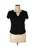 New York & Company Black Short Sleeve T-Shirt Size XL - photo 1