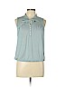 Ann Taylor LOFT 100% Polyester Teal Sleeveless Top Size L (petite) - photo 1