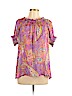 Lauren by Ralph Lauren Purple Short Sleeve Silk Top Size L (petite) - photo 1