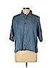 Forever 21 100% Lyocell Blue Short Sleeve Button-Down Shirt Size L - photo 1