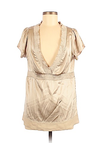 BCBGMAXAZRIA Short Sleeve Silk Top (view 1)
