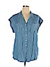 Jachs Girlfriend 100% Tencel Lyocell Blue Short Sleeve Button-Down Shirt Size XXL - photo 1