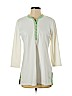 J. McLaughlin White 3/4 Sleeve Henley Size S - photo 1