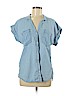 Thread & Supply 100% Lyocell Blue Short Sleeve Button-Down Shirt Size M - photo 1