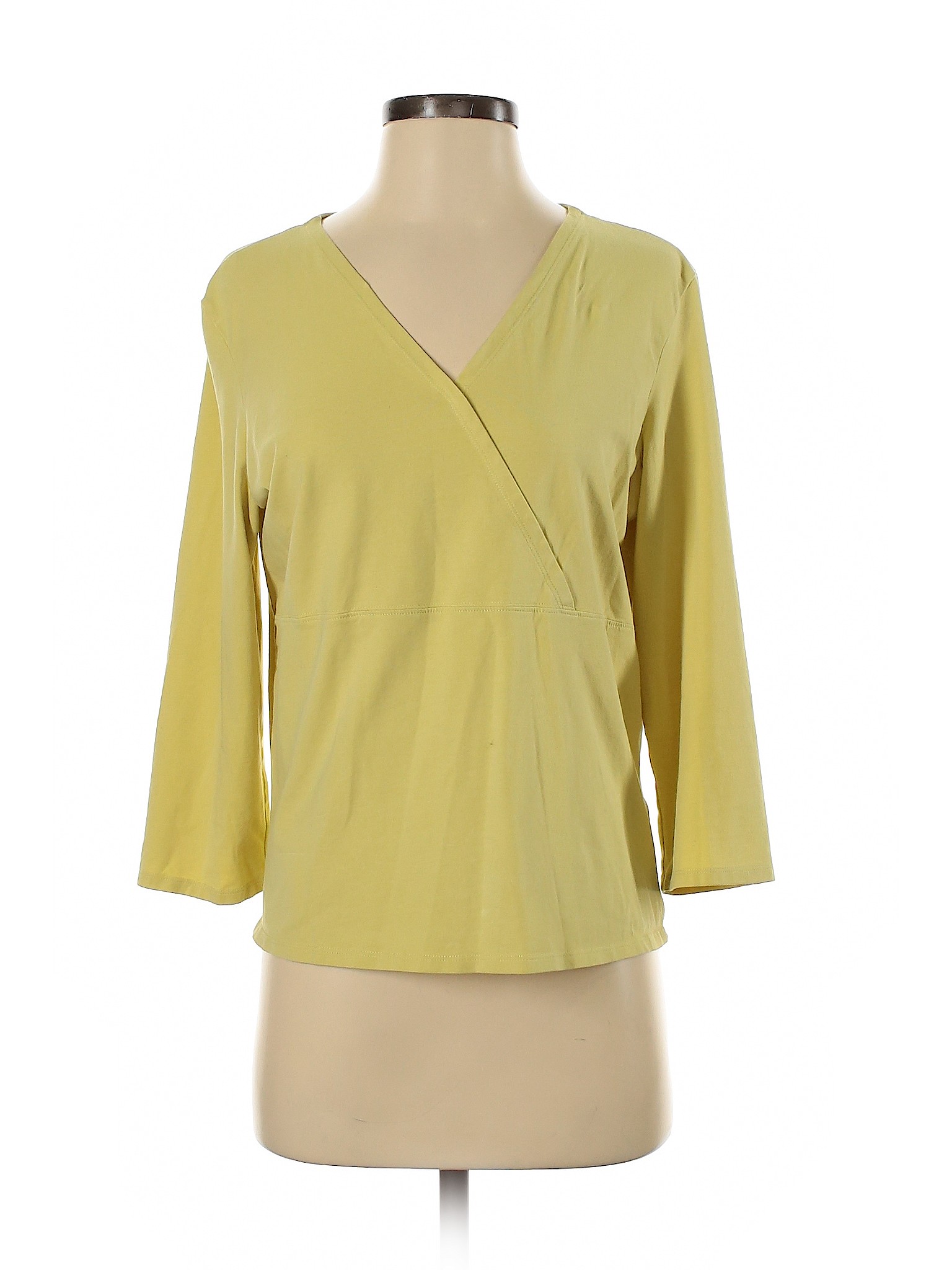 J.jill Women Yellow 3/4 Sleeve Blouse M | eBay