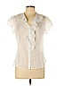 Banana Republic White Short Sleeve Silk Top Size L (petite) - photo 1