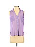 Lush 100% Polyester Purple Sleeveless Button-Down Shirt Size S - photo 1
