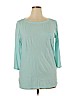 Ann Taylor LOFT 100% Cotton Green 3/4 Sleeve Top Size XL - photo 1