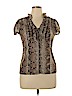 INC International Concepts 100% Nylon Brown Short Sleeve Blouse Size XL - photo 1