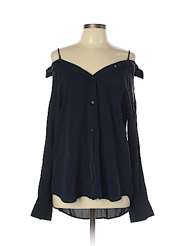 Theory Long Sleeve Silk Top (view 1)