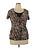 Elementz 100% Polyester Brown Short Sleeve Blouse Size XL - photo 1